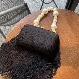 Classy fringe pearls evening bag